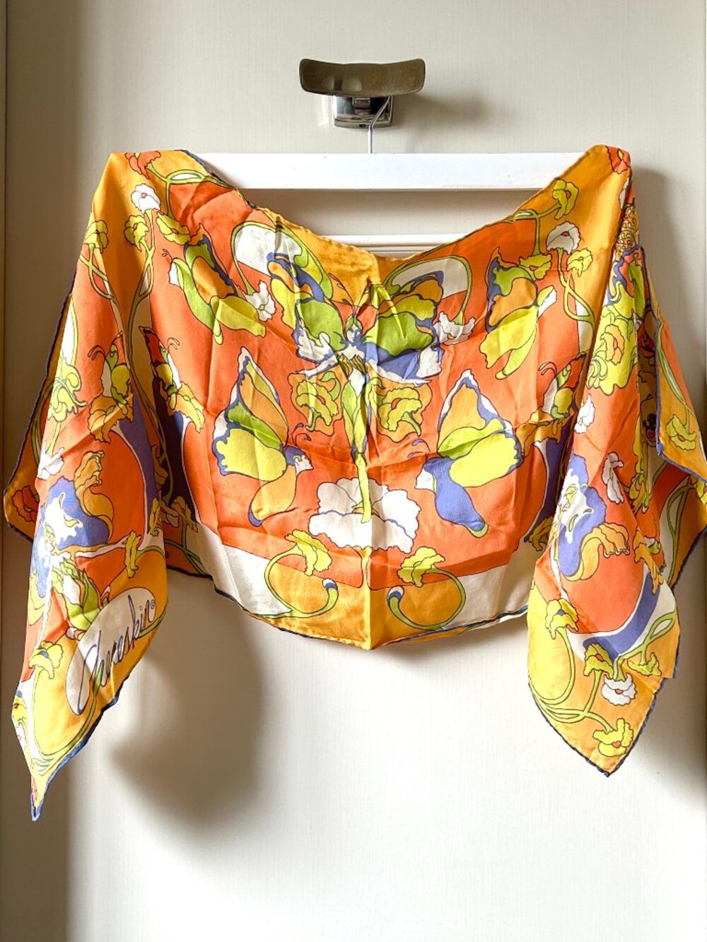 Vintage Ron CHERESKIN Silk Scarf Butterfly Psychedelic Hippie Summer of Love MCM